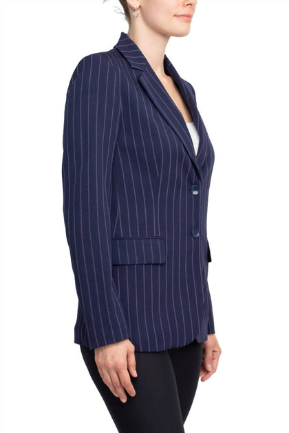 Tahari by ASL Notched Collar Crepe Blazer Blue US 4 3