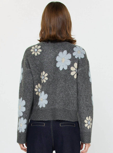 Current Air Daisy Crew Neck Sweater Grey Medium 3