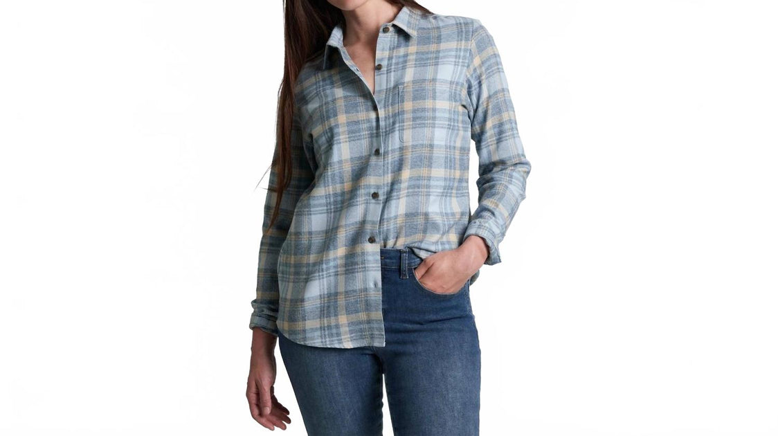 KUHL Whisper Flannel Button Down Shirt Grey Small 2