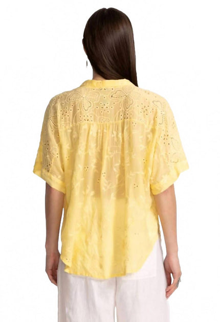 Johnny Was Audrey Short Sleeve Shirt Yellow XS 4