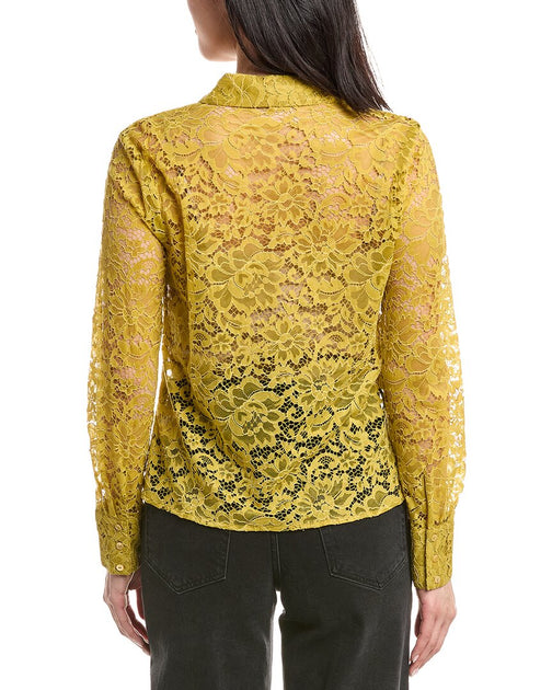 L'AGENCE Maia Lace Button-Down Blouse Yellow Small 3