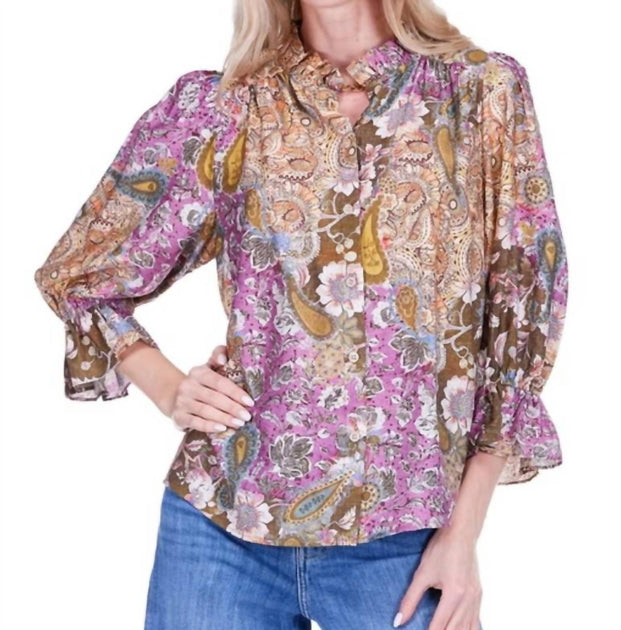Joy Joy Mosaic Paisley Blouse Multi Small 2