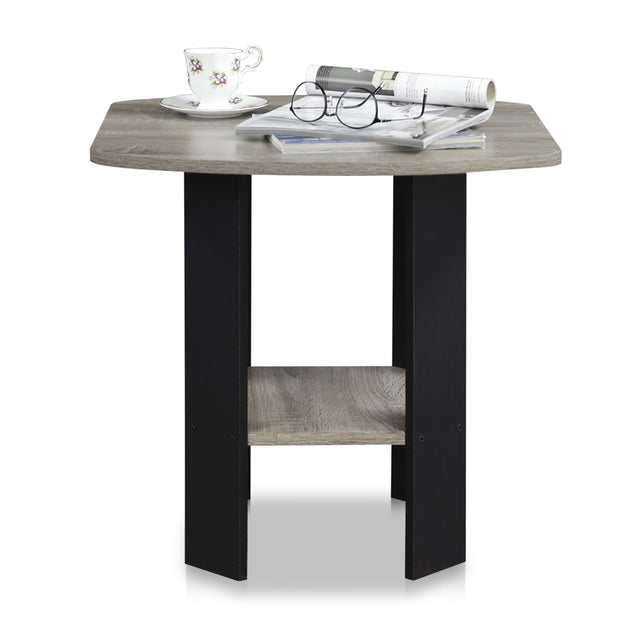 Furinno Simple Design End Table Oak Grey/Black 4