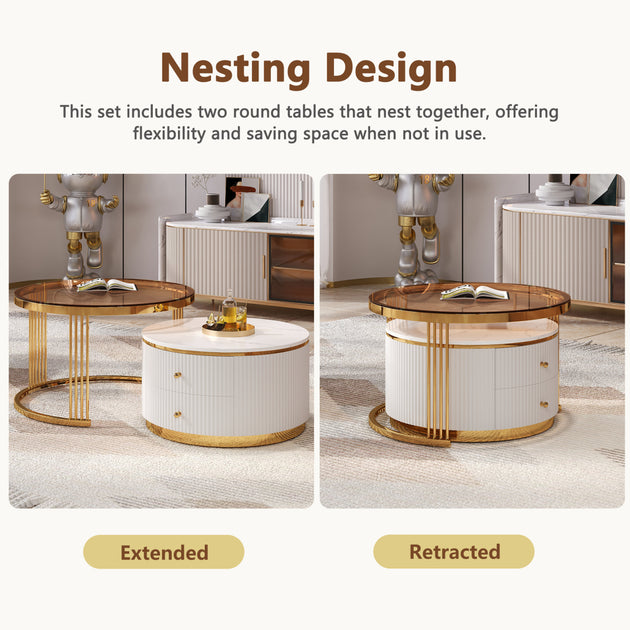 Streamdale Furniture Nesting Coffee Table Set White 4