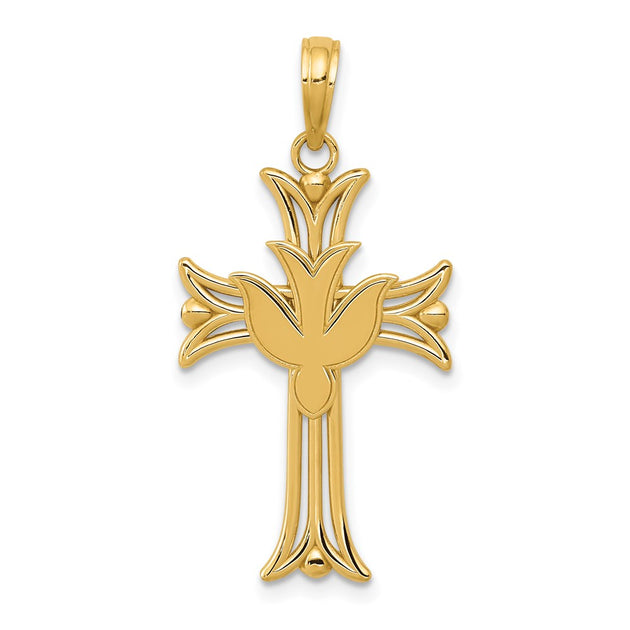 Diamond2Deal Dove on Cross Pendant Yellow Gold 2