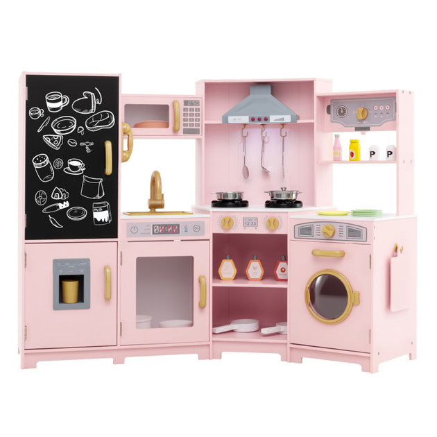 Hivvago Corner Wooden Play Kitchen Multicolor 2