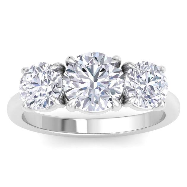 SuperJeweler Three Stone Engagement Ring Silver US 4 4
