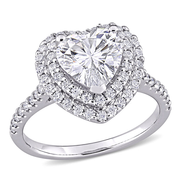 Mimi & Max Double Heart Halo Engagement Ring Silver US 9 2