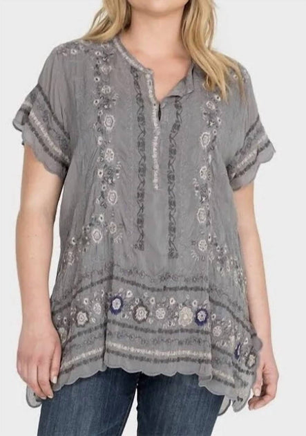 Johnny Was Kones Tunic Top Grey XS 2