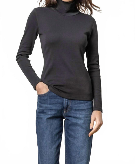 Lilla P Long Sleeve Turtleneck Tee Black Small 2
