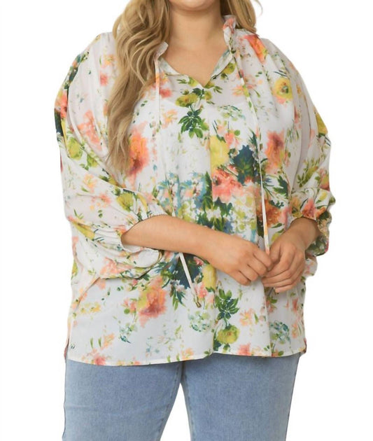 entro Spring Haiku Floral Blouse Beige Small 2