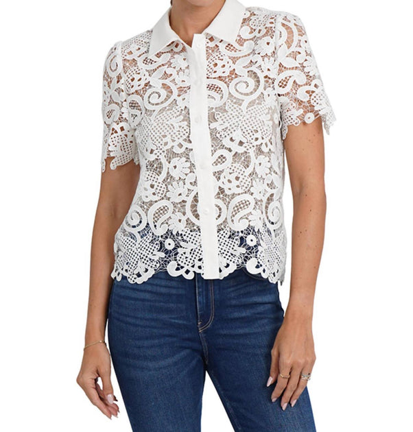LOVE TOKEN Ainsley Lace Blouse White Small 4