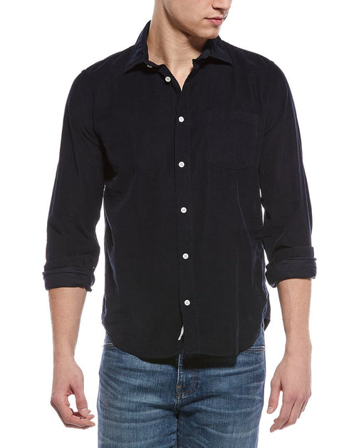 Onia Micro Cord Button Down Shirt Black Large 2