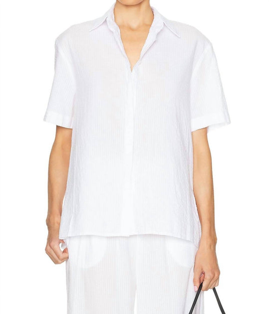 Enza Costa Chemise Resort Seersucker Blanc Medium 2