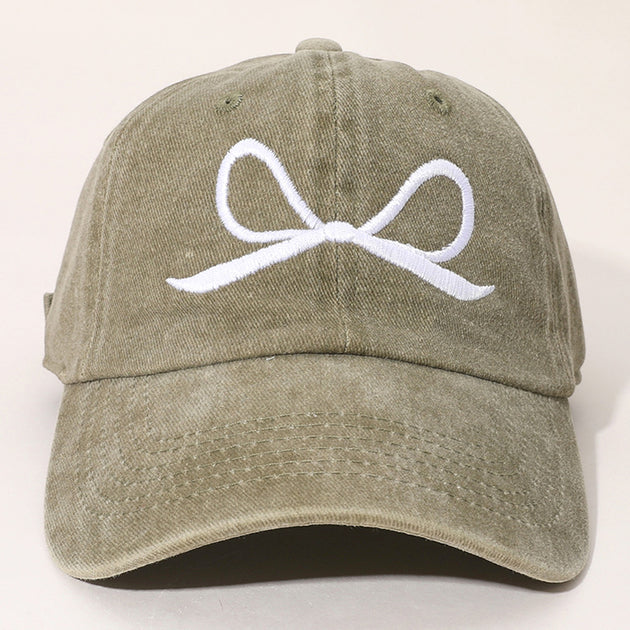 FASHNZFAB Ribbon Embroidered Baseball Cap Beige 3