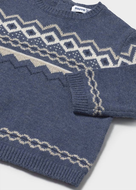 Mayoral Boys Jacquard Knit Sweater Blue US 2 3