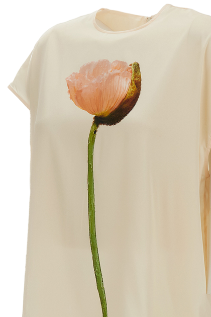 Simone Rocha Poppy Motif Satin Smock Top White UK 10 4