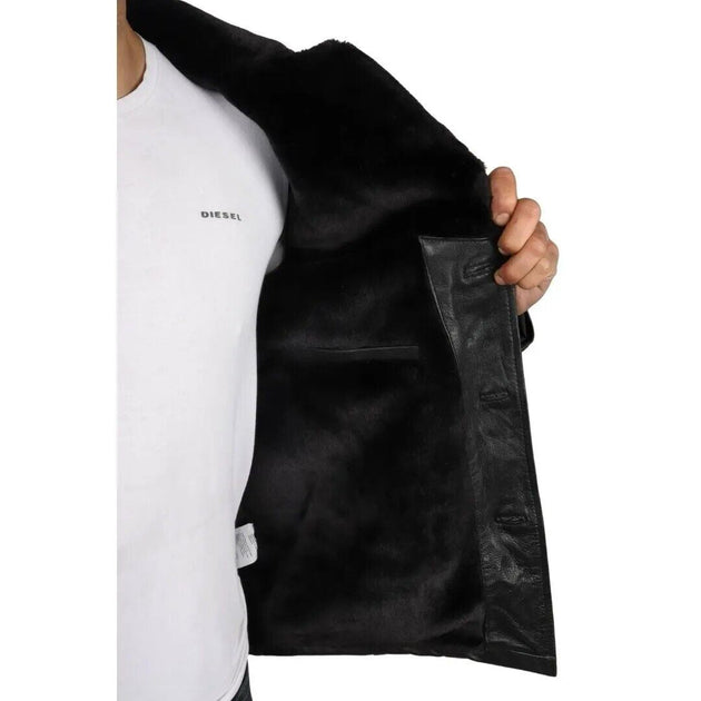 Infinity Mens Reefer Leather Jacket Black XLarge 4