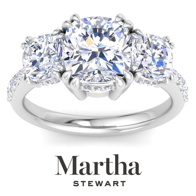 Martha Stewart Three Stone Diamond Engagement Ring White US 5 8