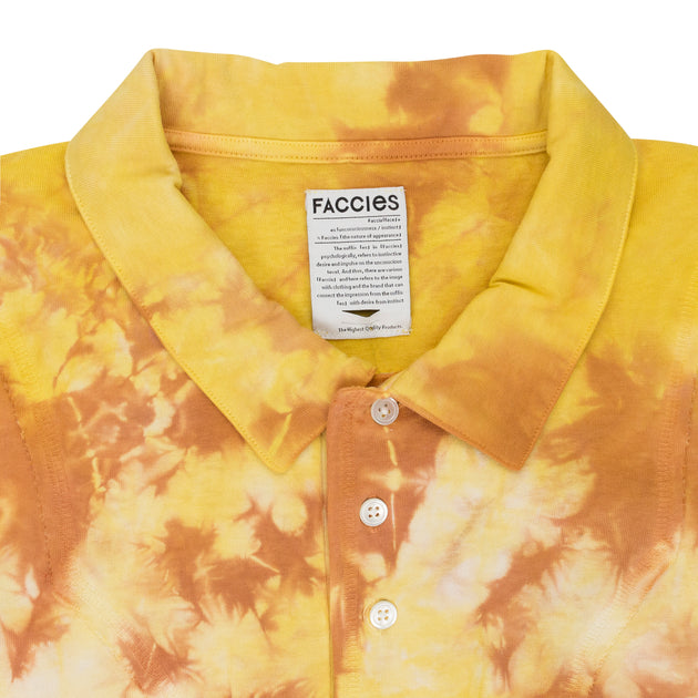 Faccies Tie Dye Western Polo Orange Yellow Medium 2
