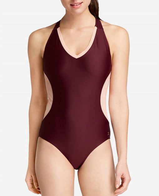 Danskin V-Neck Racerback Mesh Leotard Red XS 2