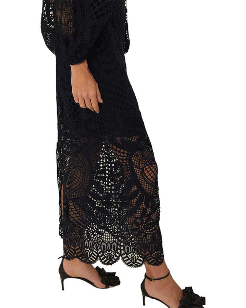 FARM Rio Nature Guipure Midi Dress Black XXS 4
