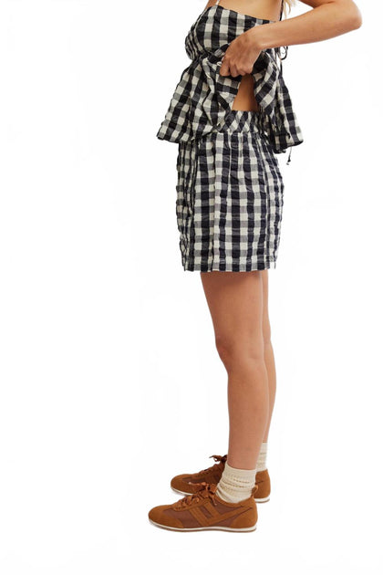 Free People Get Free Seersucker Pull On Shorts Black Small 3