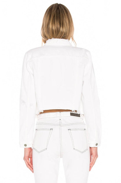 GRLFRND Cara Cropped Denim Jacket White Large 4