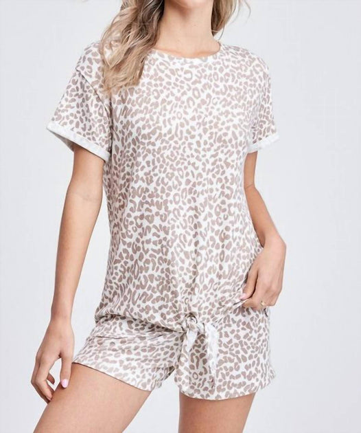 Phil Love Love Leopard Loungewear Short Set White Large 2