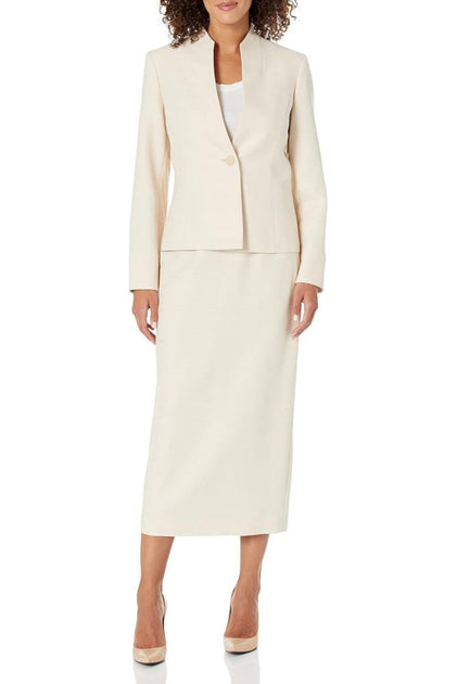 TRUEDAMES Shimmer Tweed Column Jacket Skirt Suit Gold US 4 2
