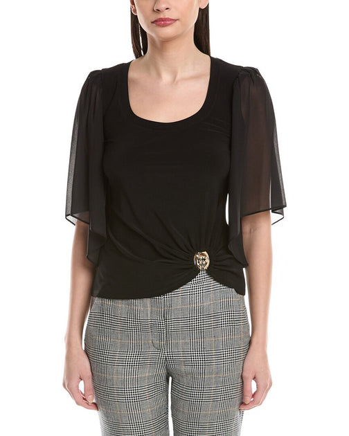 Joseph Ribkoff Ruffle Blouse Black US 14 2