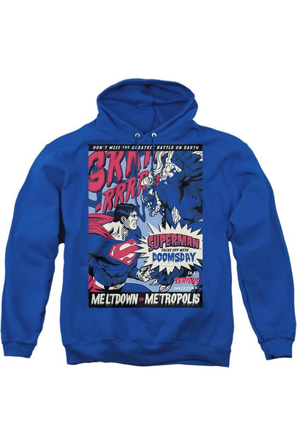 Gildan Superman Meltdown Adult Pullover Hoodie Blue Small 2