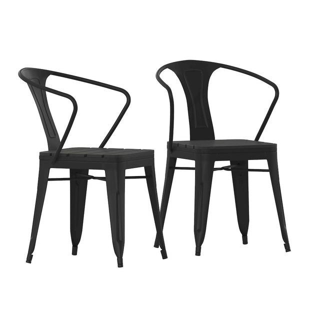 Flash Furniture Stacking Arm Chair Black 4