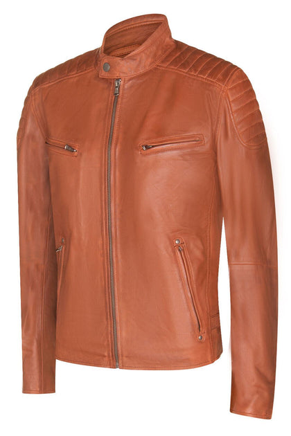 Infinity Herren Leder Stepp Bikerjacke - Berlin Orange XXXLarge 3