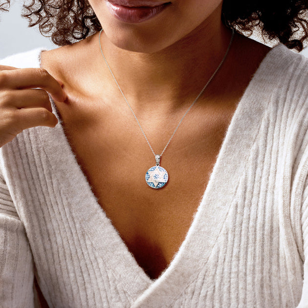 Ross-Simons Star of David Pendant Necklace Blue 3