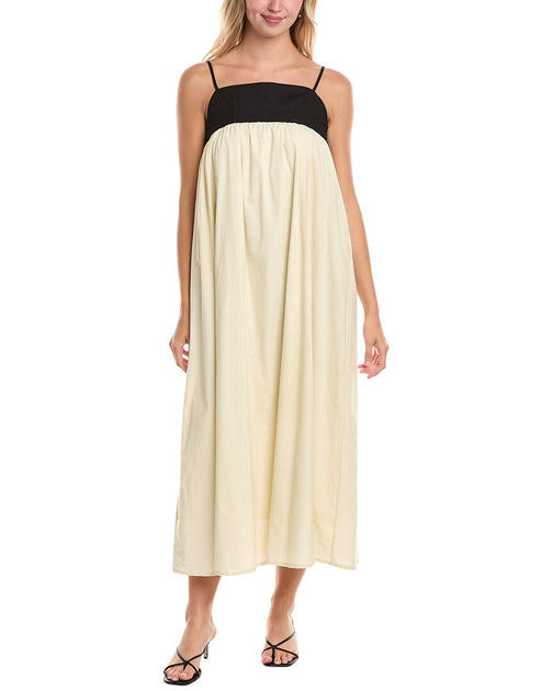 Madison Miles Midi Dress Beige Small 2