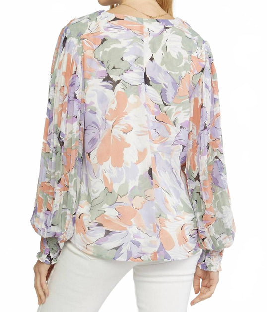 Entro Bluse mit Blumenprint und gerafften Ärmeln Multi 1X 4