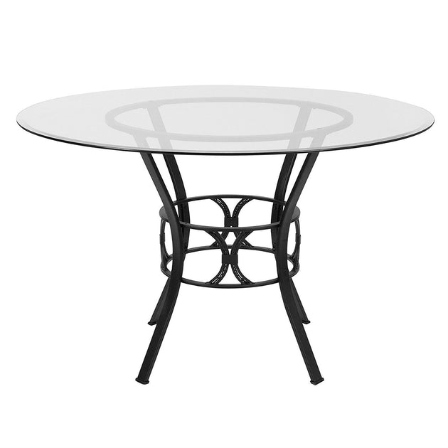 Hivvago Round Dining Table Black/Clear 3