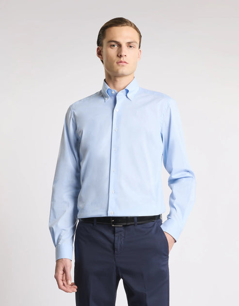 Fay French Collar Stretch Dress Shirt Blue Small 4
