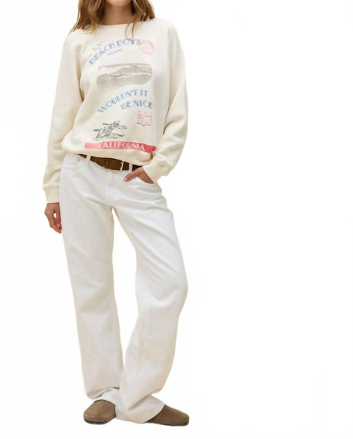DAYDREAMER The Beach Boys Wouldn't It Be Nice Vintage Raglan Sweatshirt Beige Small 4