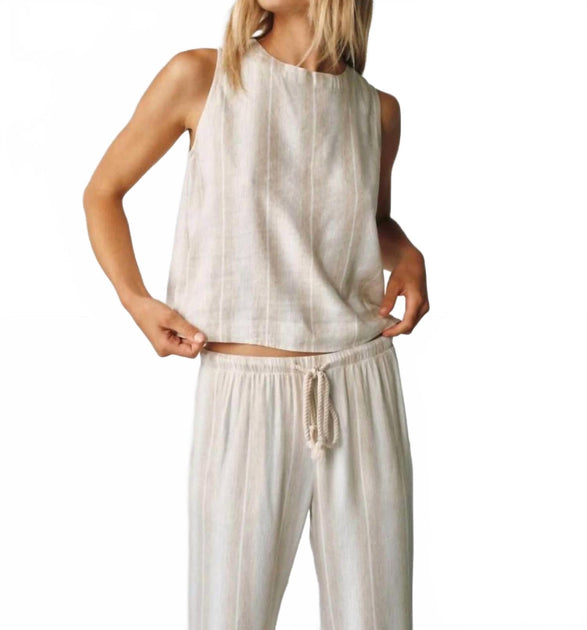 Bella Dahl Sleeveless Button Back Top Beige Large 2