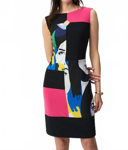 Joseph Ribkoff Strick Etui-Kleid mit Farblöcken Multi US 8 2