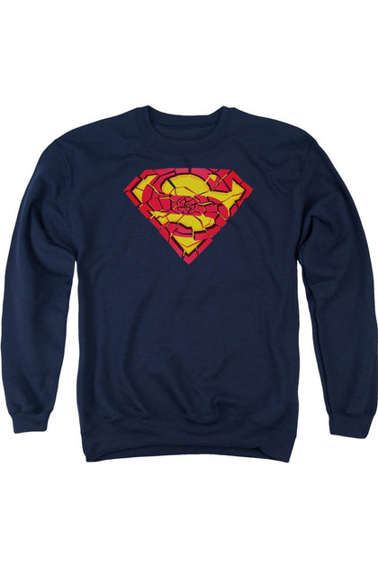 Gildan Superman Shattered Shield Crewneck Sweatshirt Blue XXL 2