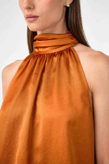 Trina Turk Zana Mock Neck Top Orange XSmall 4