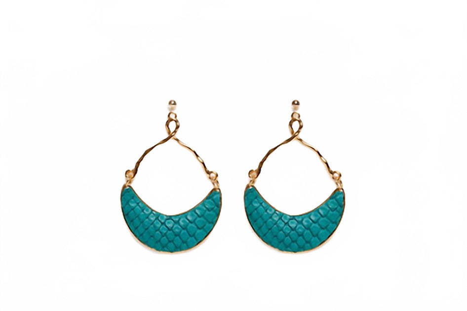 Avenue Chic Half Moon Python Earrings Blue One Size 4