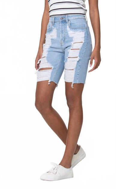 CELLO Distress Bermuda Shorts Blue Small 2