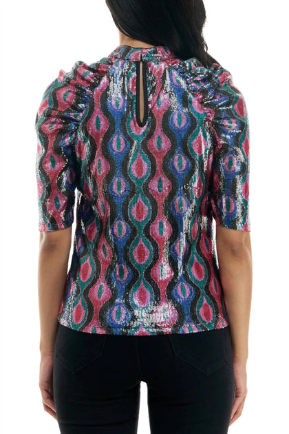 Nicole Miller All Over Sequin Top Multi Small 3