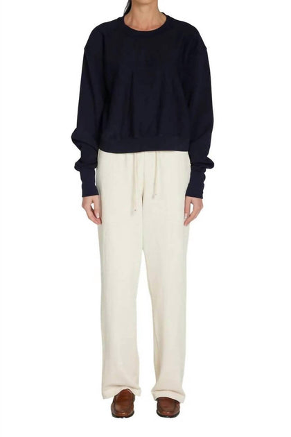 LES TIEN Ryder Crop Crew Neck Sweatshirt Blue Medium 2