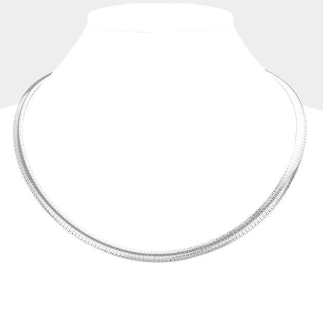 FASHNZFAB Omega Chain Necklace Silver 20 inch 3