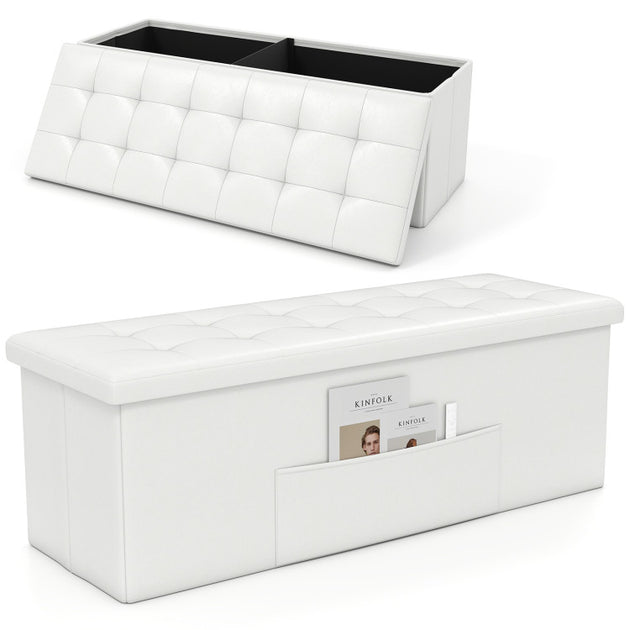 Hivvago Folding Storage Ottoman Bench Brown 4